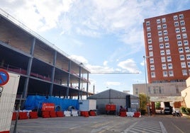 Aspecto actual de las obras del bloque técnico, próximo a la zona de Urgencias.
