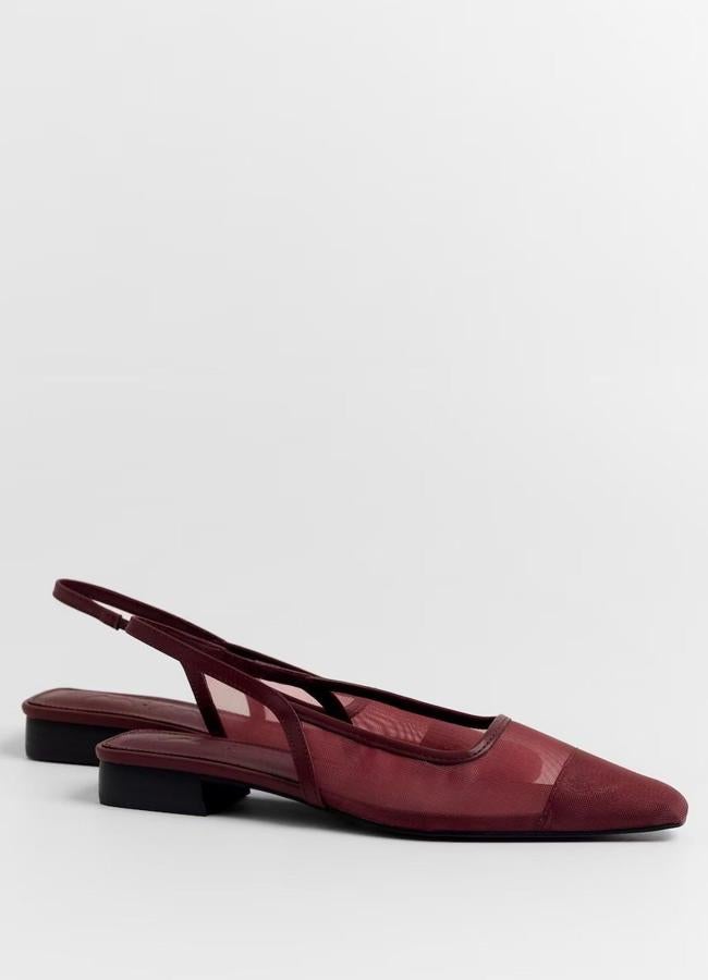 Imagen - Bailarinas slingback de malla burdeos